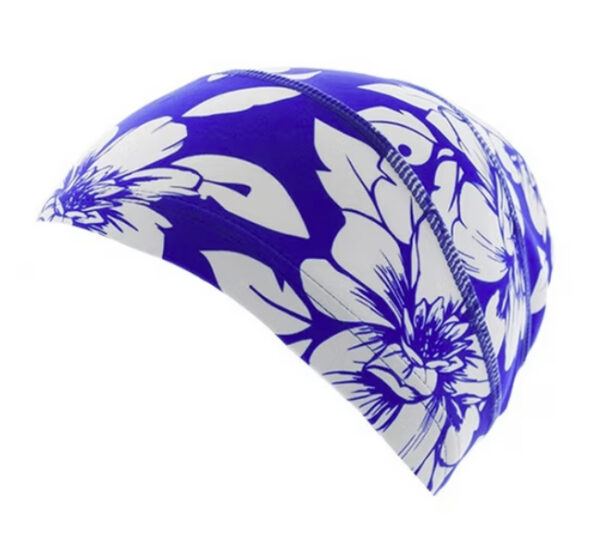 bonnet de bain tissu sport bleu blanc