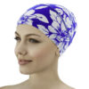 bonnet de bain tissu sport bleu blanc